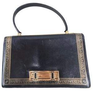1950s Vintage Italian Leather School Accordion Handbag with Coin Purse & Mirror